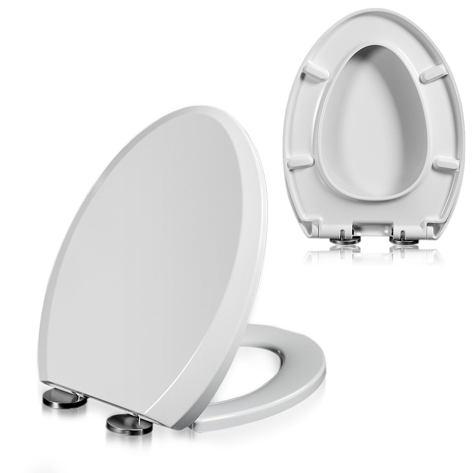 Toilet Seat,O Shape Toilet Seat with Adjustable Hinges, Slow Close Toilet Cover,One-Click to Quick Release,Thickening Plastic Strong & Durable,Easy Cleaning(Mounting accessories included)