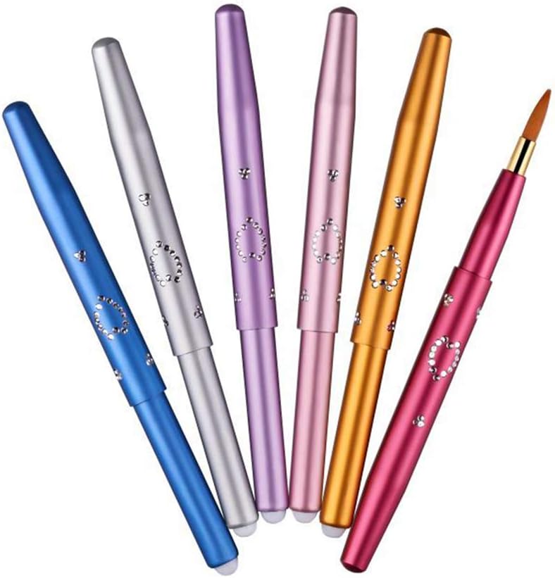 FITDON 6PCS Retractable Lip Brush with Cap Travel for Lipstick Gloss Applicator, Made with Vegan Synthetic Bristles