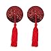 Produktbild Fenical Womens Sexy Silikon Pailletten Runde Quasten Nippel Covers Adhesive Pasties BH (Rot)