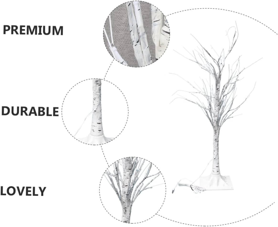 2Pcs Birch Tree Decorative Lamp LED Night Light for Indoor Home Decor Glowing Tree Adornment for Festivals Bedroom Restaurant