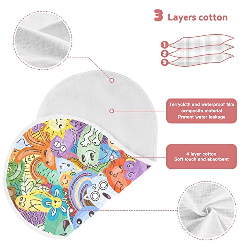 Funny Monster Cactus Doodle Pattern Muslin Burp Cloths for Baby 2 Pack 100% Cotton Baby Washcloths Bibs for Boy Girl3