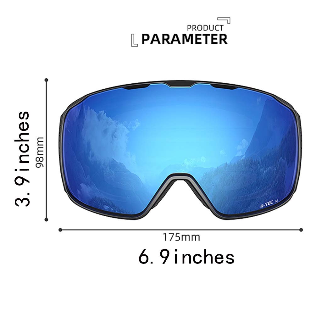 Gogle narciarskie Hyperboloid HD Dwuwarstwowe przeciwmgielne Gogle narciarskie Sprzęt Magnetyczne Quick Release Cocker Krótkowzroczność Okulary Unisex Gogle Gogle śnieżne (kolor: F Rozmiar: 17,5 * 9,