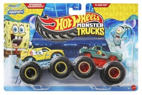 Hot Wheels Monster Trucks Demolition Doubles, Spongebo vs Plankton, 1:64