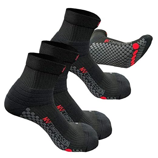 NV Compression 365 Cushion Crew Socks (2 PAIRS) 20-30mmHg - For Running, Cycling, Fitness, Gym, Golf, Tennis, Triathlon, Plantar Fasciitis, Sports Recovery