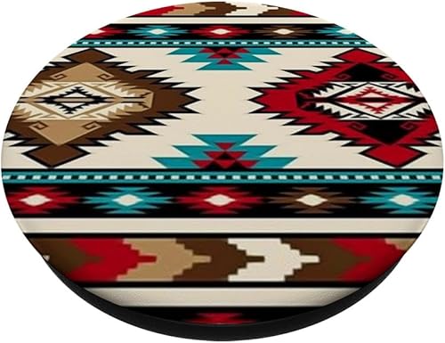 Miniatura 2 de PopSockets estilo bohemio occidental, patrón azteca, estilo sureño, rústico, PopGrip estándar