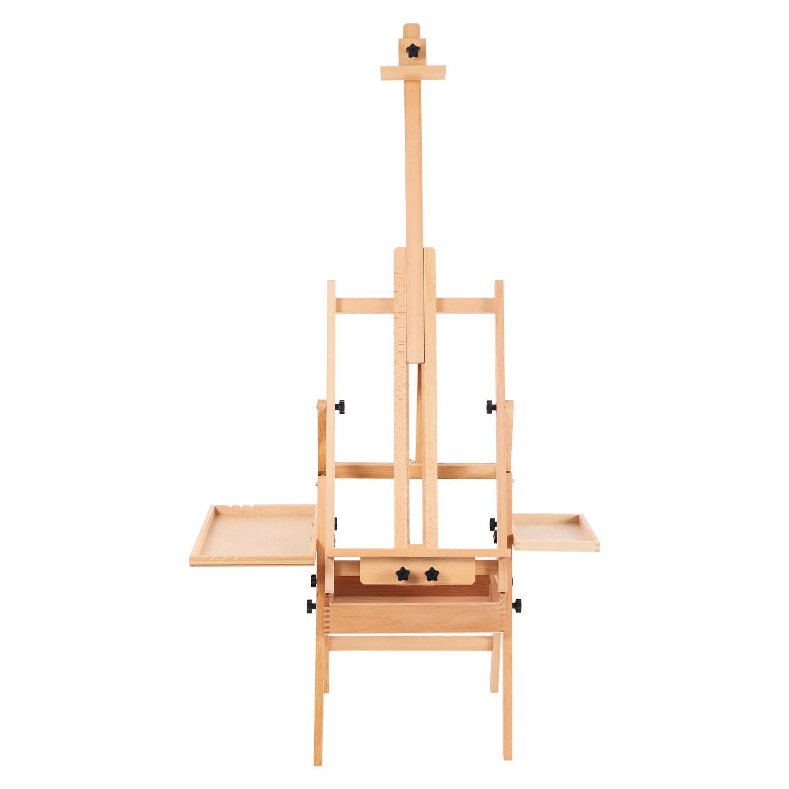 Chevalet de peinture réglable en hauteur avec double étagère en bois de hêtre de couleur log - Angle réglable pour artistes, étudiants et artistes amateurs - Idéal pour studio studio peinture en plein