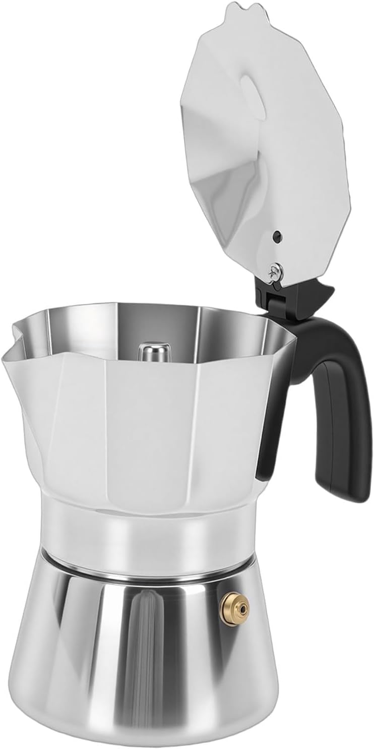 Generic Stovetop Coffee Maker, Italian Octagonal Coffee Machine with Stainless Steel and Plastic for Home Travel Camping Gas Stove Induction Cooker (3 Cups 150ML)