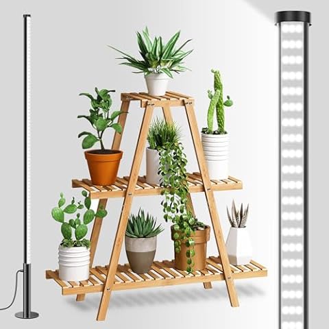 wolezek Grow Lights for Indoor Plants Full Spectrum, 4/4.6ft Height Standing Grow Light, 216 LEDs 6000K 42W Plant Lights for Indoor Growing, 3 Mounting Modes, Anti-Slip Round Base Cover