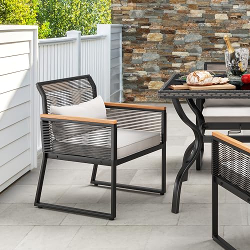 Yitahome MAYIHX2ULX Patio Dining Chairs Set Of 4, Outdoor Wicker Furniture Dining Chairs, All-Weather Rattan Conversation Chairs With Wood Armrest And Soft Cushions For Backyard Deck  thumb #4