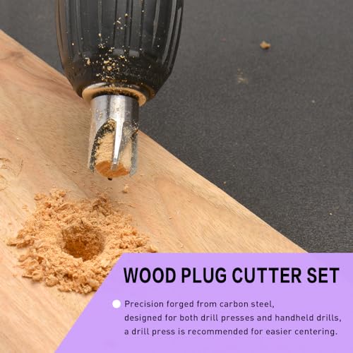 7 Pcs Countersink Drill Bit Set, 1/4" Hex Shank Adjustable Countersink Set, Includes 2 Pcs Wood Plug Cutter - Image 3