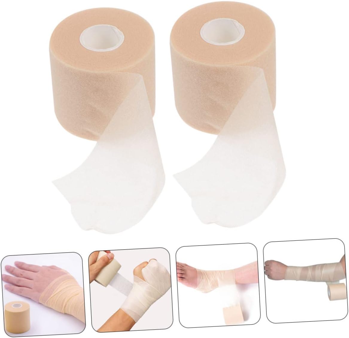 6rolls Athletic Sports Tape Pre-wrap Shock Sponge Bandages Skin-Friendly for Basketball Yoga and Running Comfortable Sweat-Absorbent Wrap