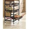 VASAGLE Storage Rolling Cart with Pull-Out Baskets, 4-Tier Utility Cart Orgnizer with Wheels for Laundry Room, Kitchen, Handle, 12.5 x 15.8 x 29.9 Inches, Rustic Brown and Ink Black ULRC040K01