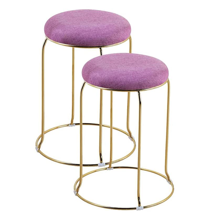 Taburete de comedor de metal con acabado dorado exclusivo y cojín redondo