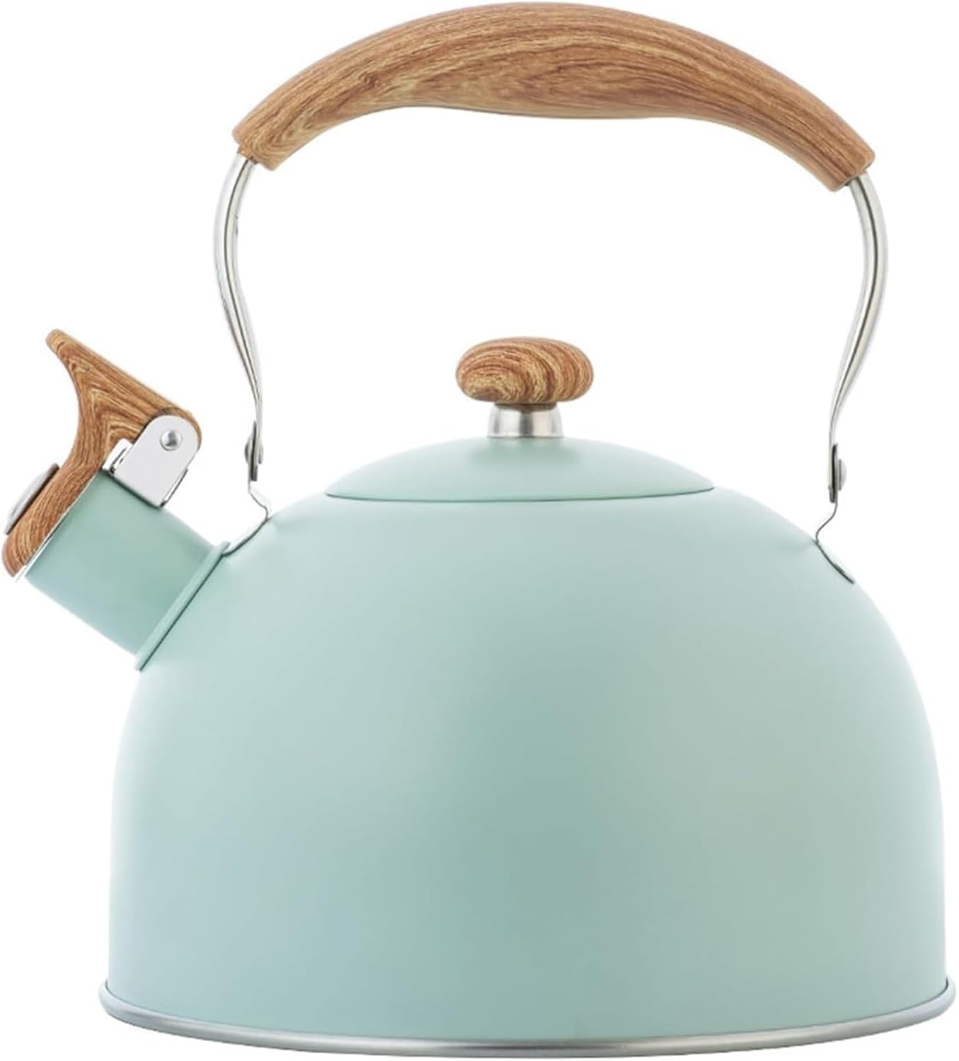 Czajnik turystyczny z gwizdkiem, 2.5L Stainless Steel Whistling Tea Kettle Wood Handle All Stoves Multicolor 10.0 inches(D)