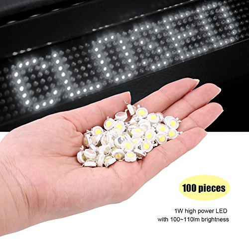 100pcs High Power Led Chip, 1W LED Beads SMD Chip Light Bulb Super Bright Light-Emitting Diode Bulb Lamp Beads Chip for DIY Floodlight Spotlight Lighting Fixtures(White 6000K)