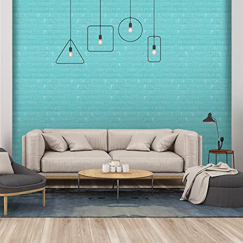 Panneaux muraux 3D masquer mur abîmé mousse bleu imitation brique