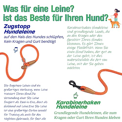 lynxking Schleppleine für Hunde Hundeleine Retrieverleine Führleine Zugleine für kleine mittelgroße große Hunde (Orange, Zugstopp-1.3cm x 180cm)