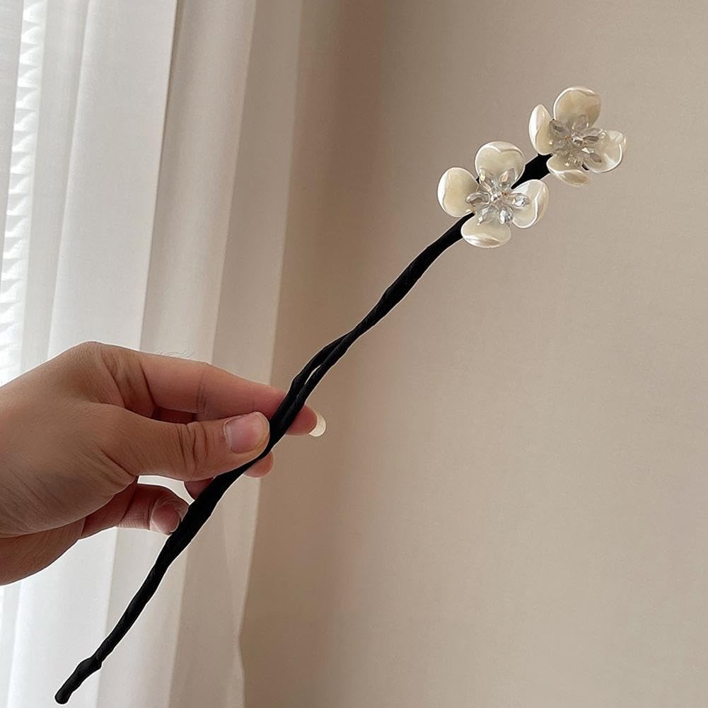 2Pcs Hair Bun Shining Flowers Deft Bun Ball Hair Clip,Deft for Twister,Tie Dye for Long Thick Accessories for Women Girls and Crown Shapers