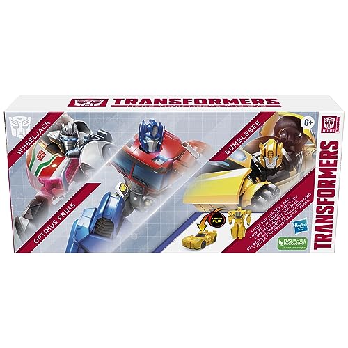Transformers F6960 1-Step Flip Heroes 3-Pack, 4-Inch Wheeljack, Bumblebee, And Optimus Prime Action Figures thumb #6