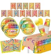 Spa Birthday Party Decorations, 120PCs Disposable Tableware | Relaxing Supplies for 24 Guests