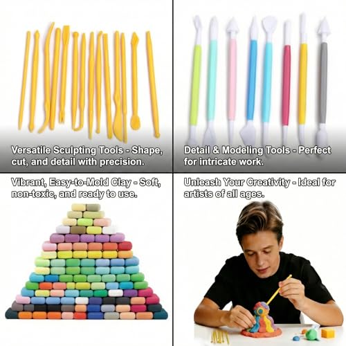 Arcilla polimérica de 100 colores con 22 herramientas para niños y adultos 5
