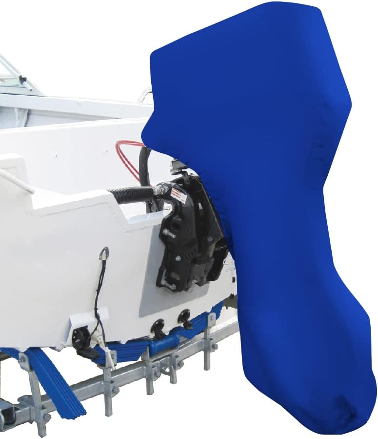 Seamander Outboard Motor Cover,Full Motor Outboard Cover, Engines Cover Waterproof Boat Cover (Pacific Blue(600D), Fits for 100-150 HP)