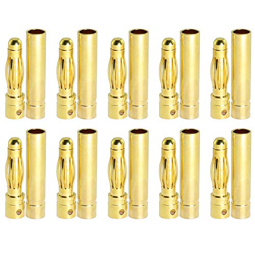 ToToT 20Pairs 4mm Gold-Plated Brass Bullet Banana Plug Male Female Bullet Banana Connector