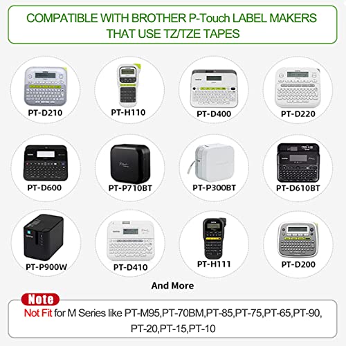 Beyondtek Compatible For Brother Label Maker Refills Tze231 Ptouch Tz Tape 12Mm 0.47 Laminated White For Brother P-Touch Ptd210 Pth100 Ptd400 Ptd600 Label Maker Tape, 26.2 Feet (8M) 5-Pack #TOP2