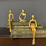 Gold Home Decor Thinker Statue Accents, Set of 3 Thinker Sculptures Office Decor Modern Abstract Resin Decoration on Shelf Table Desk for Living Room Office Bedroom (Small Gold) - Image 4
