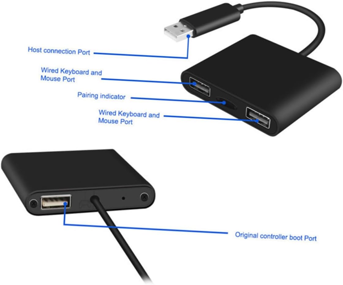 Hemoton 2pcs Game Controller Converter USB Hub Adapter Slim Sensitivity No Lag Material Convenient Keyboard and Mouse Control