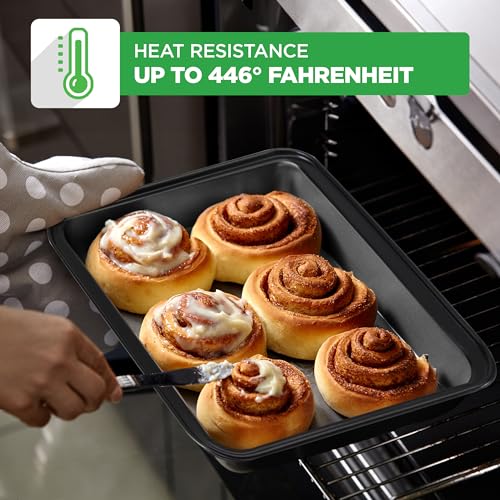 Image of 10-Piece Nonstick Bakeware Set - PFOA PFOS PTFE Free Food Grade Safe Carbon Steel Baking Tray Set - Oven Safe Up to 446F, Pizza, Loaf, Muffin, Round /Square Pans, Cookie Sheet, Etc - NutriChef NCBS10S