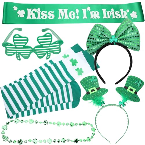 Collier Trèfle et verre en plastique vert pour compléter un déguisement de fête