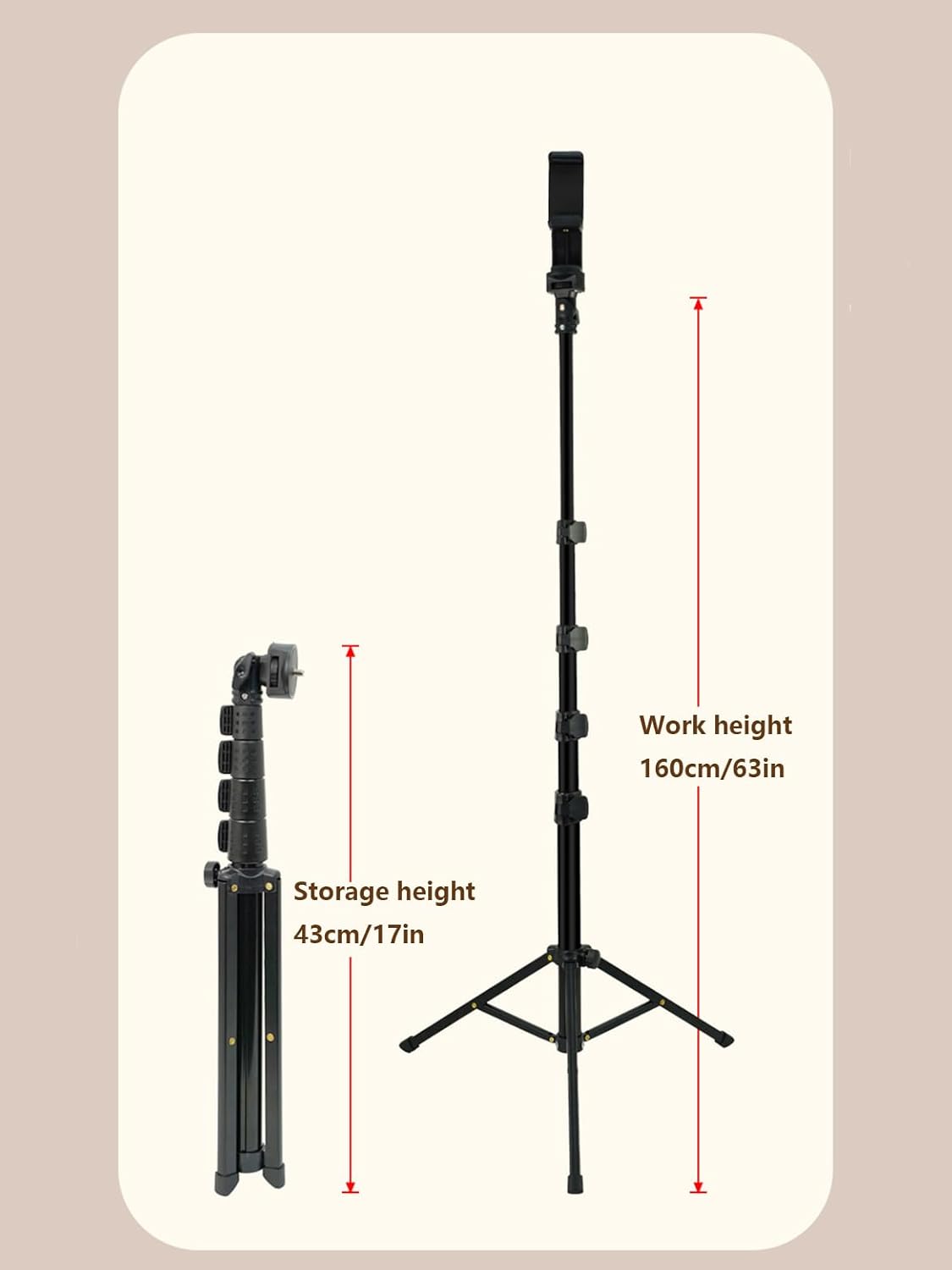 Phone Tripod Selfie Stick Extendable Portable Travel Tripod Non-Slip Floor Mat Horizontal and Vertical 2 Taking Photos Mode for Live Stream Vlog Photography Accessory 63 Inch