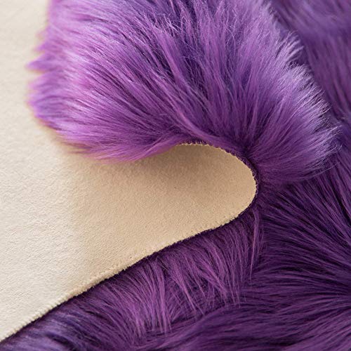 Tapis en peluche violet 100x200 coussin fausse fourrure moelleuse - 4