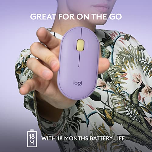 Logitech Pebble Wireless Mouse With Bluetooth Or 2.4 Ghz Receiver, Silent, Slim Computer Mouse With Quiet Clicks, For Laptop/Notebook/Ipad/Pc/Mac/Chromebook - Lavender Lemonade #TOP3