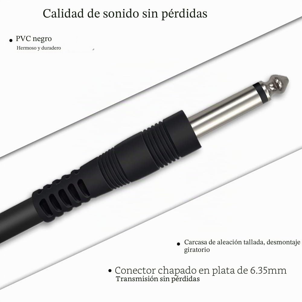 Cable USB de guitarra de 10 pies, interfaz USB macho a 6,35 mm, conector mono TS chapado en oro, cable de grabación compatible con PC, Mac, Xbox, PS4, PS3, PS2