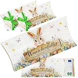 12 Stück Wunscherfüller Geldgeschenk Ostern Verpackung,Geld Verpacken Hase Kissenschachteln,Gutschein Verpackung Ostern,Geschenkbox Befüllen Ostergeschenke Gutschein und Süßigkeiten Schachtel