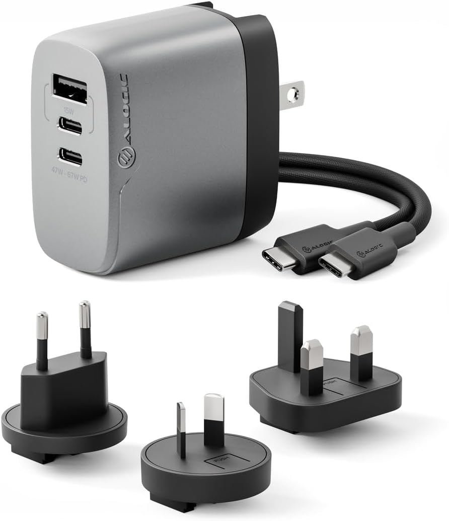 Alogic 3X67 Rapid Power 67W Multi-Country Travel GaN Charger
