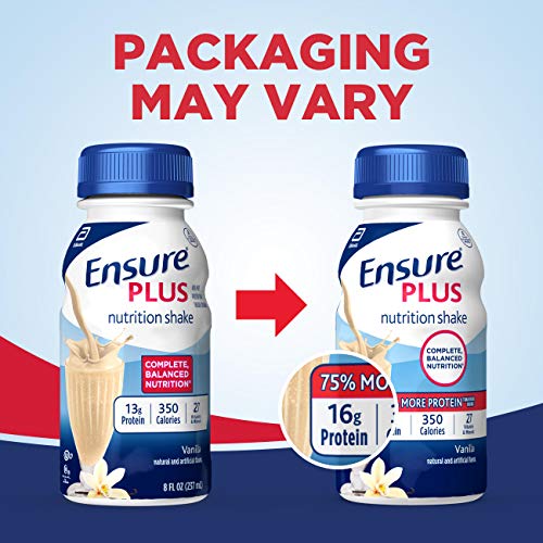 Ensure Plus Nutrition Shake With 16 Grams of High-Quality Protein, Meal Replacement Shakes, Vanilla, 8 fl oz, 16 Count - Thumbnail 2