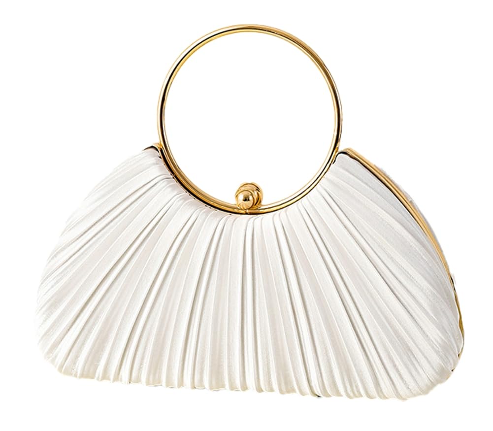 Chic Clutch Purses for Women Soft Evening Bag Pleated Shoulder Crossbody Bag with Chain for Bridal Wedding Party Dressy