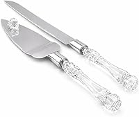 Adorox Elegant Cake Knife & Server Set - Stainless Steel with Faux Crystal Handle for Weddings, Anniversaries & Celebrations