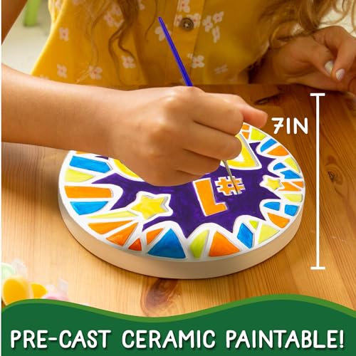 Image of Creative Roots Paint Your Own #1 Dad Stepping Stone, Paintable Ceramic 7 in. Stone, Includes 6 Acrylic Paints & Paintbrush, Great Arts and Crafts for Kids Ages 8-12