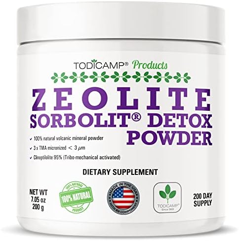 TODICAMP Zeolite Powder - Zeolite Clinoptilolite Powder Sorbolit Ultra FINE 1-2 µm 95% - 3X Activated - 200g - 7.05oz - Zeolite Powder Supplement - 200 Days Supply (200 Days Supply)