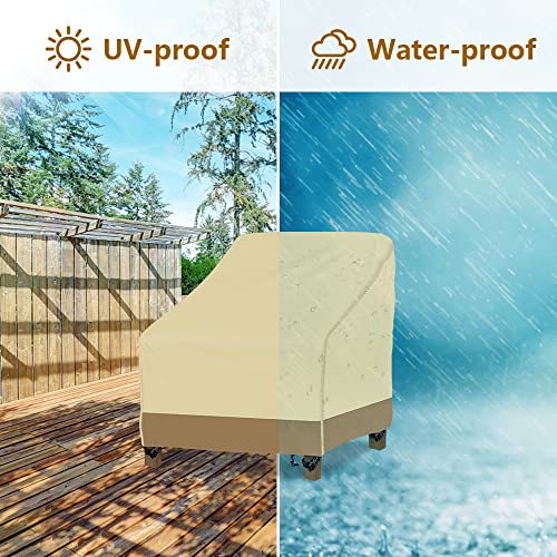 Icover Patio Chair Covers Set Of 2, Waterproof Outdoor Furniture Cover For Deep Seat Armchair Lounge, Buckles Drawstring Design, Sand 38" Wx31 D #TOP2