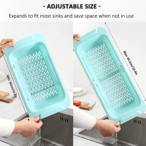 Chasung Expandable Colander Over The Sink, Strainer Basket With Adjustable Handles From 14.2" To 19.4" To Fit Most Sinks, Straining Pasta, Drying Dishes, Rinsing Vegetables And Fruits #TOP1