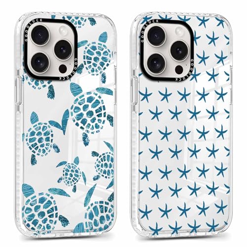 Xylota 2 Pièces Coque pour iPhone 16 Pro Max 6,9", Transparente Mignon Étui avec Animé Motif Tortues, Mince TPU Souple Silicone Clair Housse Antichoc Protection Case Cover pour iPhone 16 Pro Max, 01