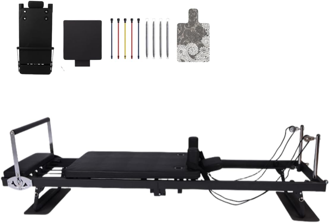 Pilates Core Bed, Foldable Pilates Equipment, Adjustable Gears, with Double Resistance Springs and Ropes, with Foot Pedals, Suitable for Home and Gym Workouts