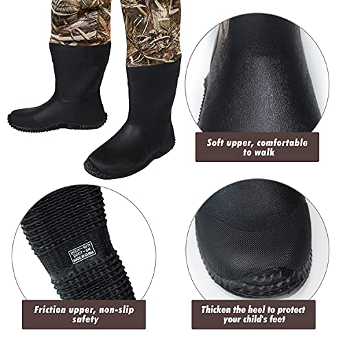 Oxyvan Kids Fishing Waders With Boots Neoprene Chest Duck Hunting Waders For Kids Waterproof Insulated Max5 Camo Youth Waders #TOP2