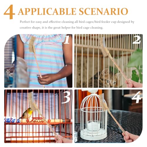 Image of Hemobllo Bird Cage Cleaning Brush Wire Brush with Long Handle 9.44 Inch Practical Cage Cleaner for Small Animals and Bird Feeders Durable Steel Bristles