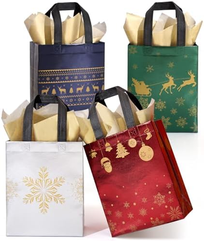 STYPOP 32 Pack 10" Christmas Gift Bags Medium Size with Tissue Pa...